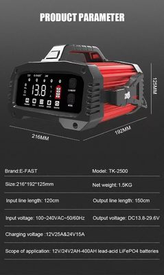 - Desain Chic Foxsur 12V 24V 25A Smart Battery Charger untuk Mobil Truk Plug Perbaikan Nyaman
