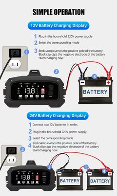 - Desain Chic Foxsur 12V 24V 25A Smart Battery Charger untuk Mobil Truk Plug Perbaikan Nyaman