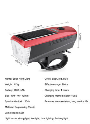 Sinar Surya Biru dan Lampu Sepeda Pengisian USB 2000mAh Lampu depan untuk Bersepeda Jalan MTB