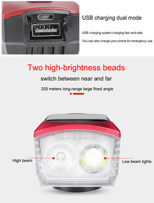 Sinar Surya Biru dan Lampu Sepeda Pengisian USB 2000mAh Lampu depan untuk Bersepeda Jalan MTB