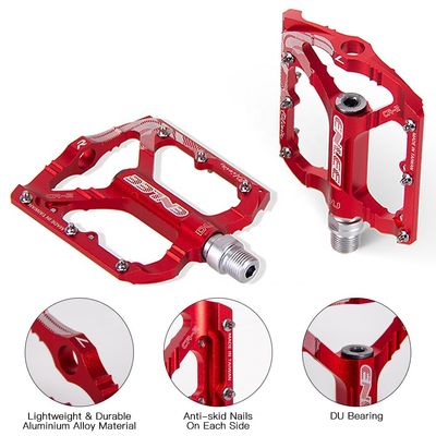 2021 ENLEE Aluminium Alloy Merah / Hitam Pedal Ultralight untuk Mountain Bike Sepeda Jalan