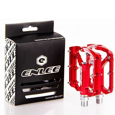 2021 ENLEE Aluminium Alloy Merah / Hitam Pedal Ultralight untuk Mountain Bike Sepeda Jalan