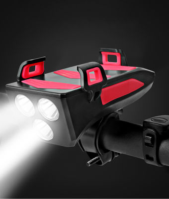 USB Rechargeable LED Bike Headlight Bike Horn Phone Holder Powerbank untuk Bersepeda Malam