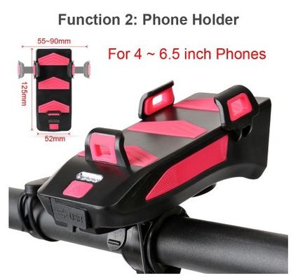 USB Rechargeable LED Bike Headlight Bike Horn Phone Holder Powerbank untuk Bersepeda Malam