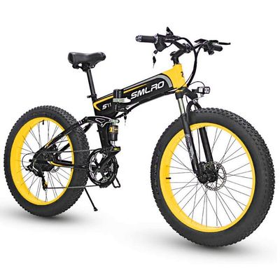 Sepeda Listrik Ban Lemak Lipat 13AH SMLRO S11 26x4.0 Inch 48V 1000W Motor 7 Kecepatan