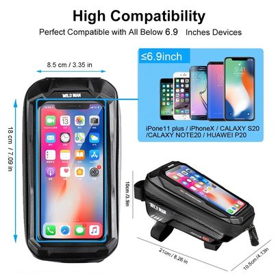 Kerangka tabung depan sepeda sepeda tas pengendali dengan kapasitas 1L Waterproof Phone Mount