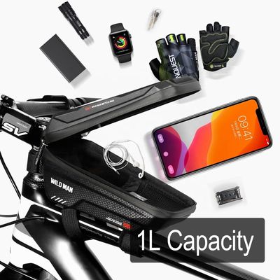 Kerangka tabung depan sepeda sepeda tas pengendali dengan kapasitas 1L Waterproof Phone Mount